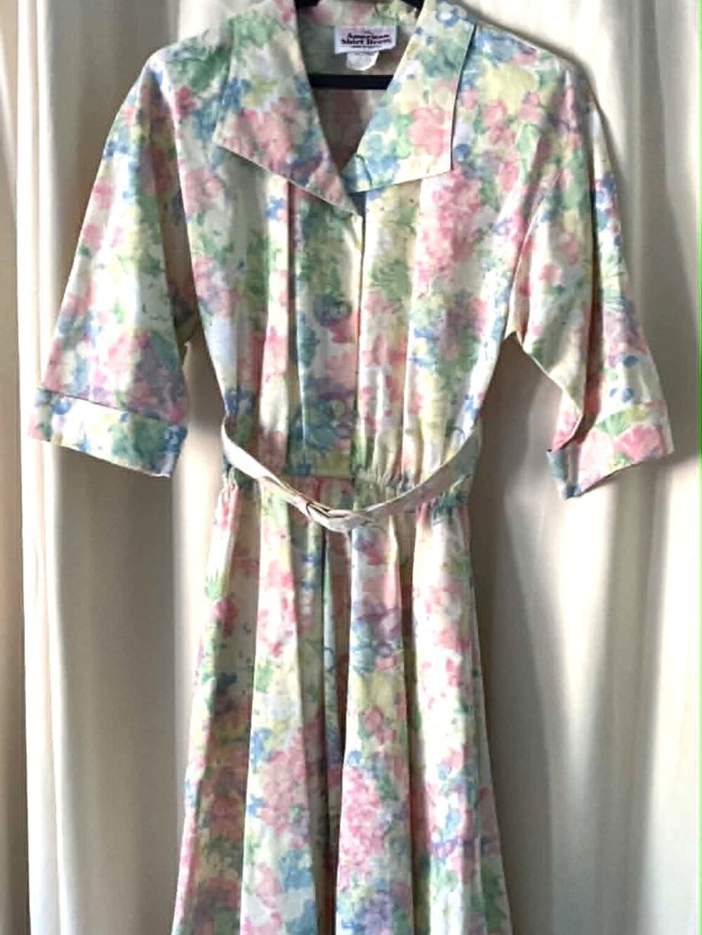 Vintage The American Shirt Dress Floral Belted Midi Cottagecore Dress 12M